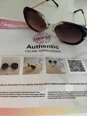 Celine Black and Brown Gradient Oval Sunglasses with COA